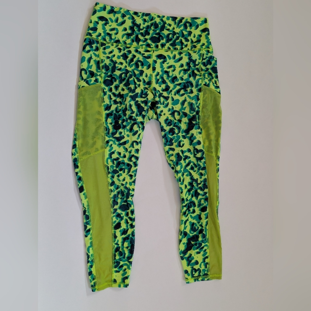 On the Go Fabletics Power Hold High Waisted Capri, Medium, Neon